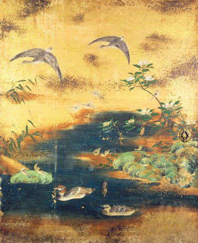 Vögel und Blumen Schiebetürpanel von Japanese School